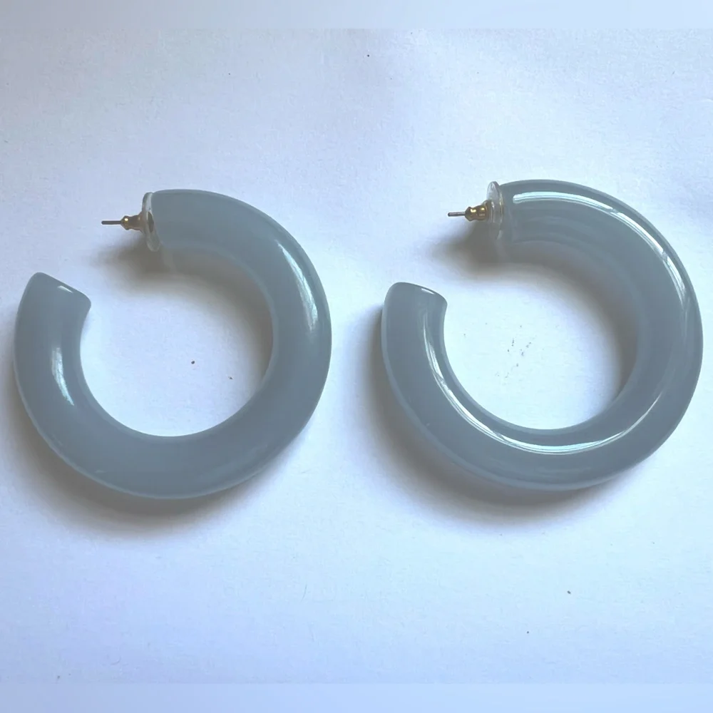 BaubleBar Light Blue Lucite Hoop Earrings - Picture 3 of 5